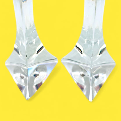 Vintage Thomas Webb Crystal Candlesticks – Triangular British Glass Pair