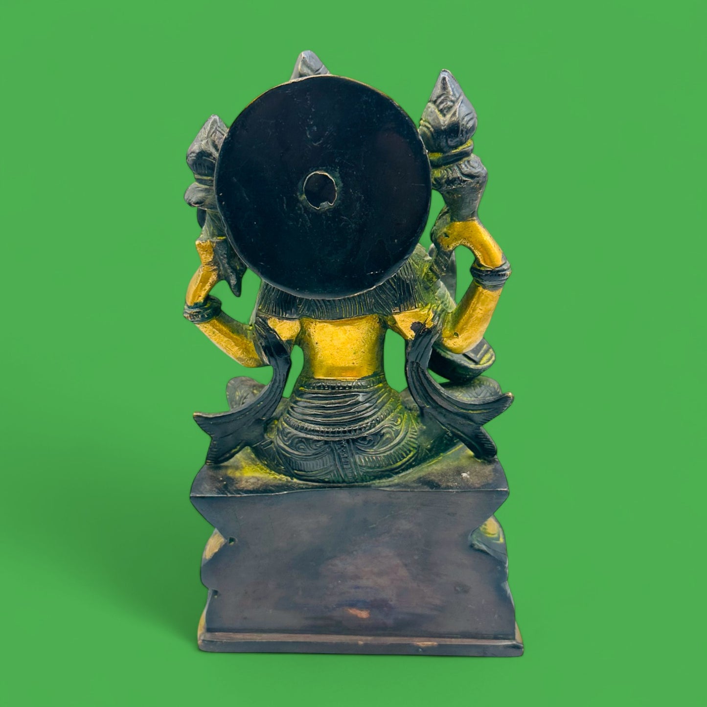 Vintage Brass Saraswati Statue – Hindu Goddess of Knowledge, Music, and Arts Figurine