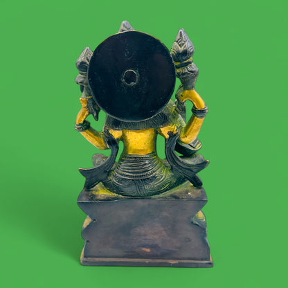 Vintage Brass Saraswati Statue – Hindu Goddess of Knowledge, Music, and Arts Figurine