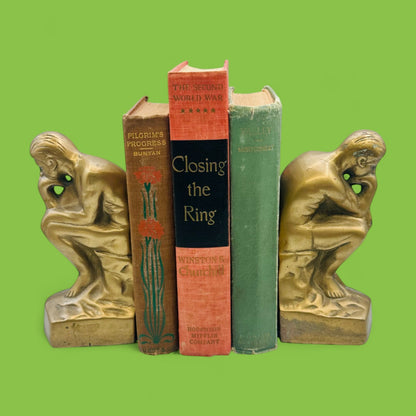Pair of Vintage Brass Thinkers Bookends