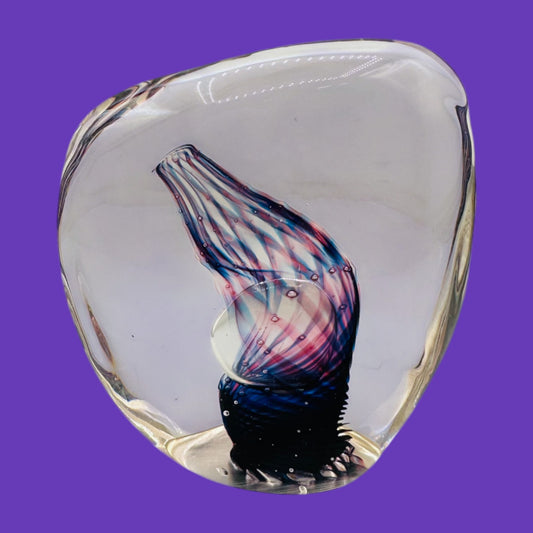 Vintage Unique Purple Art Glass Paperweight – Handblown Decorative Sculpture