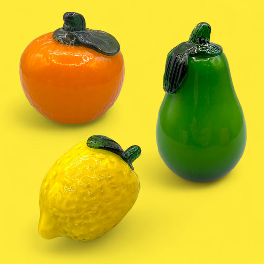 Vintage Murano Handmade Art Glass Fruit  – Lemon, Orange or Pear