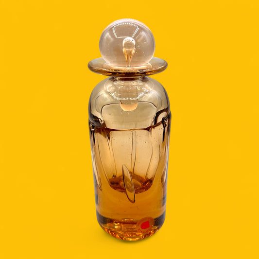 Handcrafted Canadian Amber Glass Decanter & Stopper - Unique Art Glass