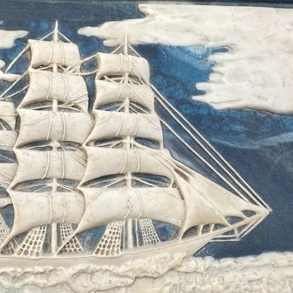 Vintage Nautical Jewelry Trinket Box – Incolay Stone Sailing Ship Design