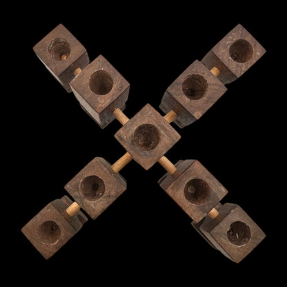 Walnut Square Geometric Candle Holders Set – Mid Century Modern MCM