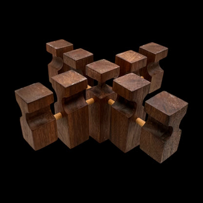 Walnut Square Geometric Candle Holders Set – Mid Century Modern MCM
