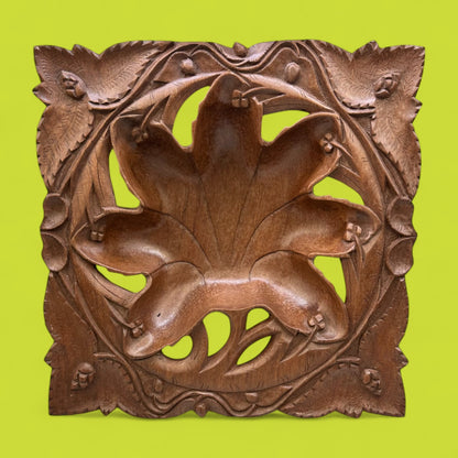 Vintage Indian Hand-Carved Hardwood Tray / Trivet – 1940s