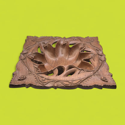 Vintage Indian Hand-Carved Hardwood Tray / Trivet – 1940s