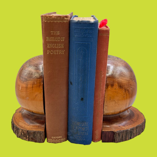 Vintage Australian Mulga Wood Book Ends – Rounded Mid-Century Pair