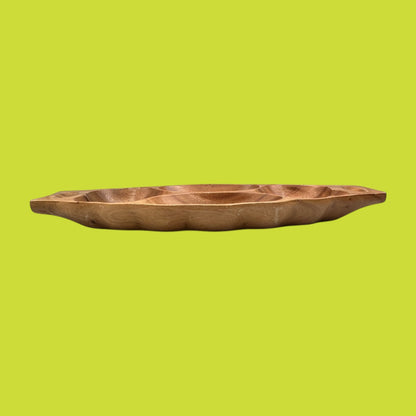 Vintage Monkey Pod Wood Bowl – Multi-Compartment Serving Tray