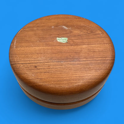 Vintage 1970s Carved Teak Wood Grooved Salad Bowl with Fork & Spoon