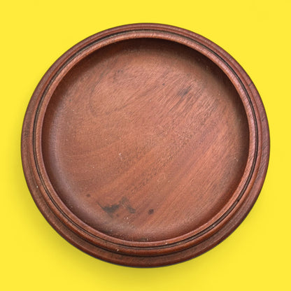 Vintage Dark Wood Church Offering Tray – Mahogany with Red Velvet Base