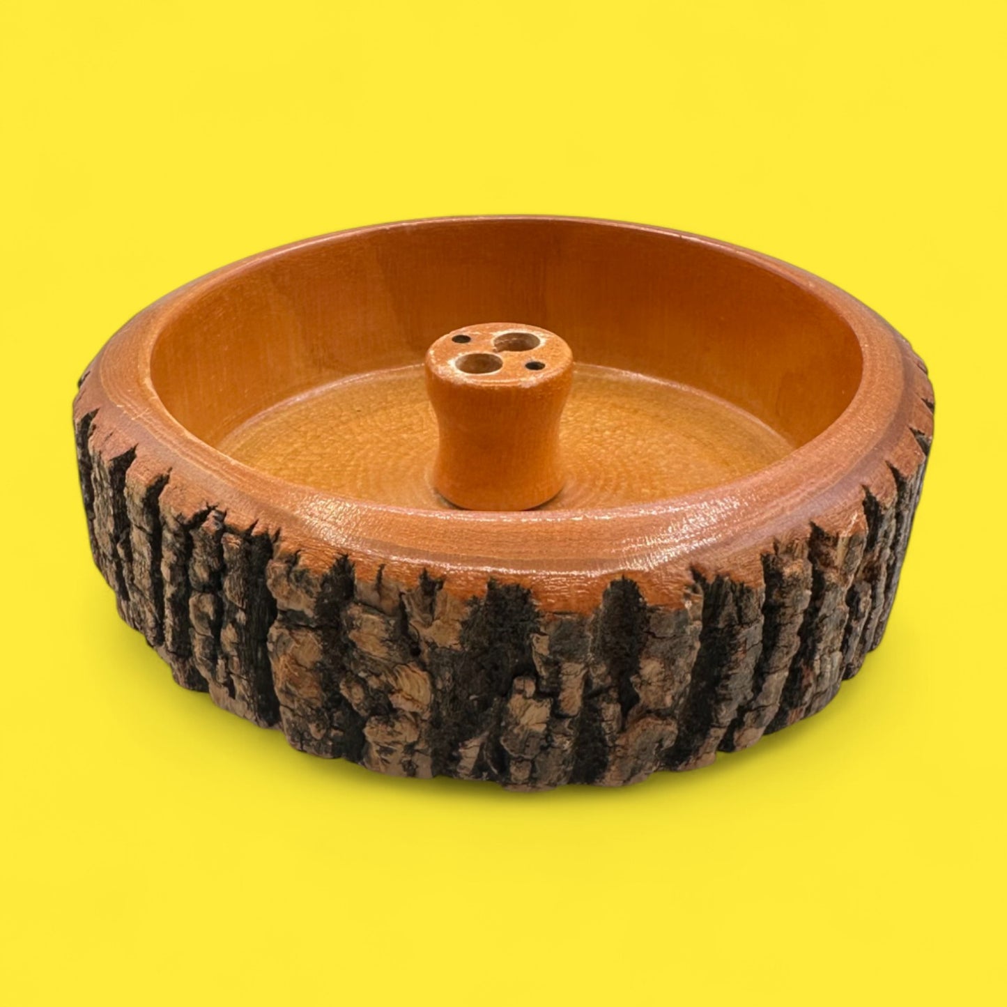 Vintage Live Edge Bark Nut Cracker Bowl Set – Mid-Century Modern Wooden Dish with Tools