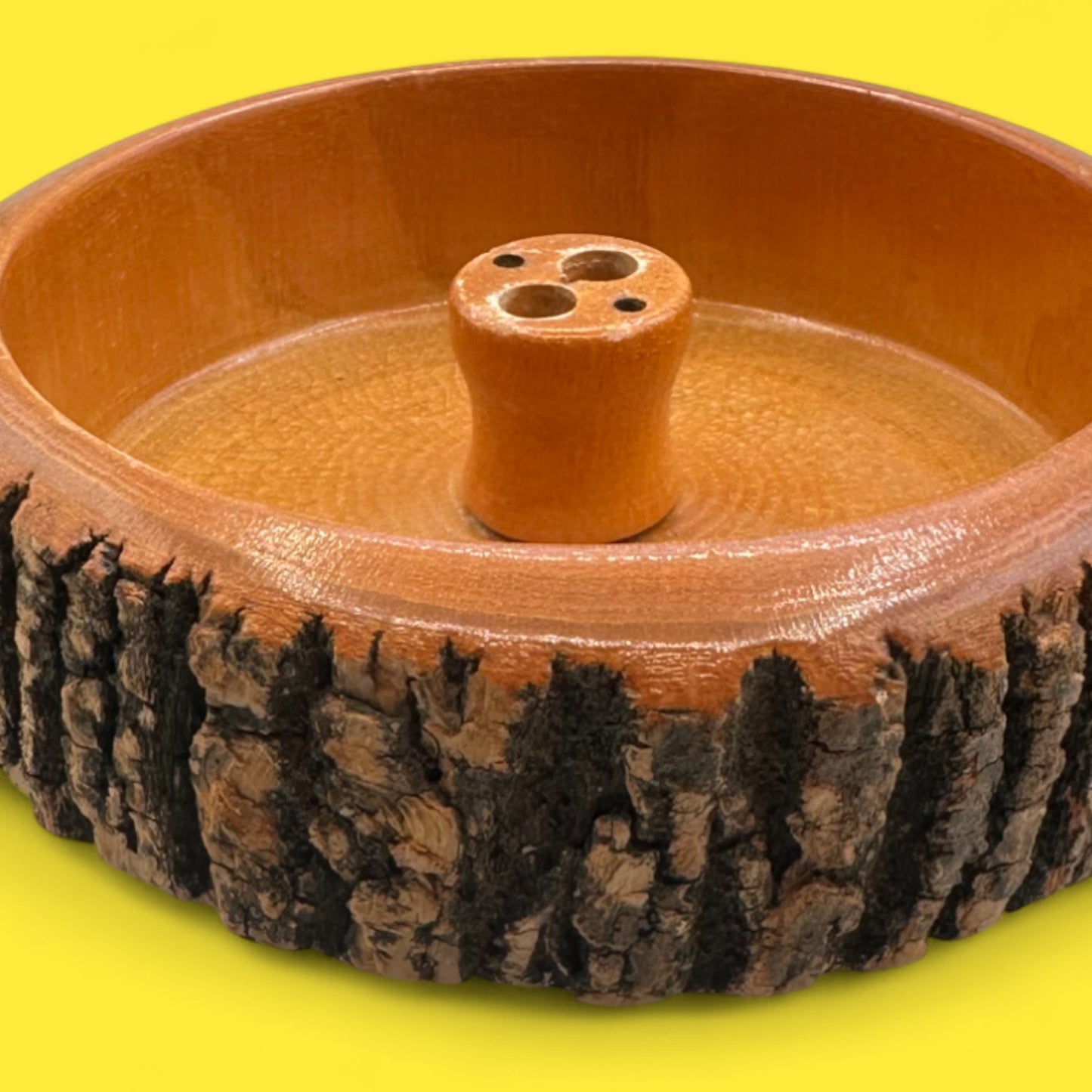 Vintage Live Edge Bark Nut Cracker Bowl Set – Mid-Century Modern Wooden Dish with Tools