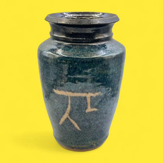Vintage Handmade Pottery Vase – Signed JY '89 – Rustic Studio Stoneware