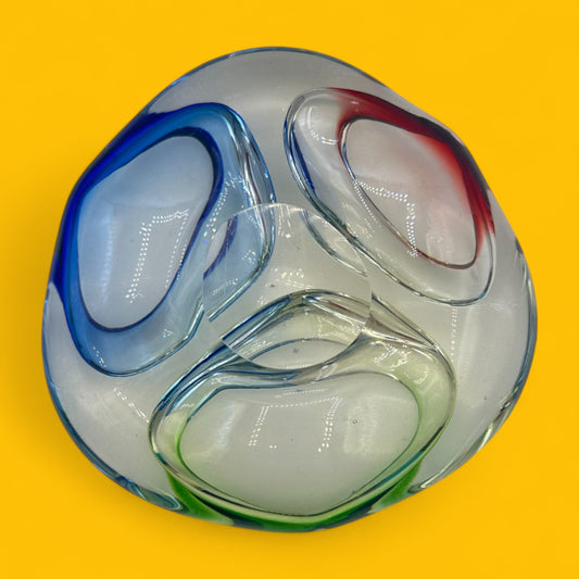 Vintage Murano Tri-Colored Art Glass Dish – Mid-Century Modern