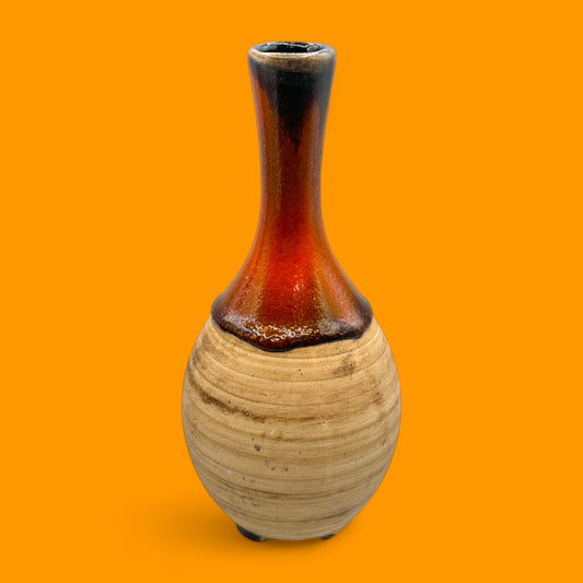 Vintage Canadian Studio Pottery Vase Orange Brown Midcentury Modern