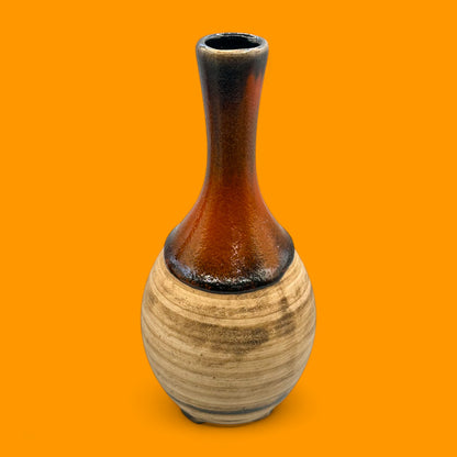 Vintage Canadian Studio Pottery Vase Orange Brown Midcentury Modern