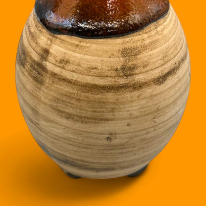 Vintage Canadian Studio Pottery Vase Orange Brown Midcentury Modern