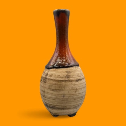 Vintage Canadian Studio Pottery Vase Orange Brown Midcentury Modern