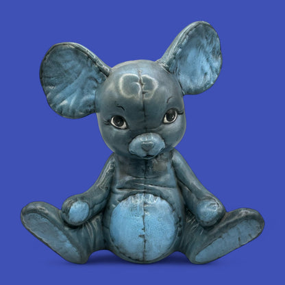 Vintage Ceramic Bunny Kimpell Studio Pottery Figurine Hand Painted Blue Gray