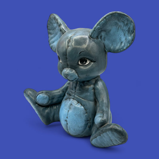 Vintage Ceramic Bunny Kimpell Studio Pottery Figurine Hand Painted Blue Gray