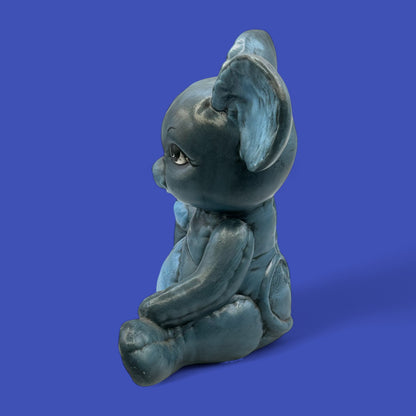 Vintage Ceramic Bunny Kimpell Studio Pottery Figurine Hand Painted Blue Gray
