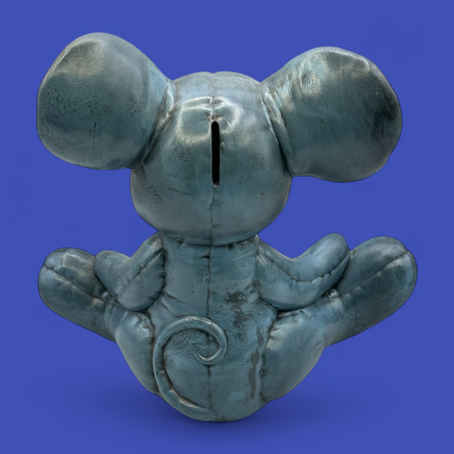 Vintage Ceramic Bunny Kimpell Studio Pottery Figurine Hand Painted Blue Gray