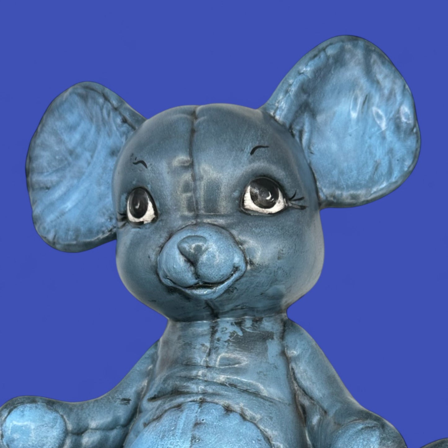 Vintage Ceramic Bunny Kimpell Studio Pottery Figurine Hand Painted Blue Gray