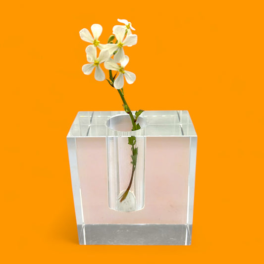 Vintage Minimalist Crystal Bud Vase - MCM Modern