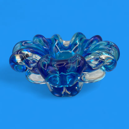 Vintage Blue Art Glass Bowl – Handmade Canadian MCM