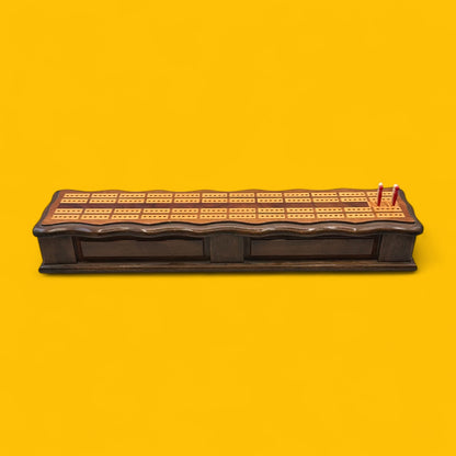 Vintage Wooden Cribbage / Crib Board with Magnetic Drawer