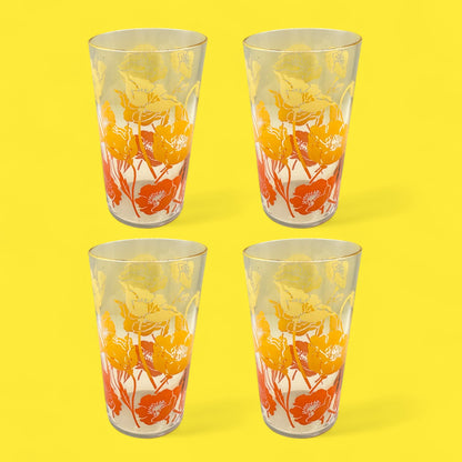 4 Anchor Hocking Morning Glory Flower Juice Glasses – Vintage  70s Retro Floral Drinkware