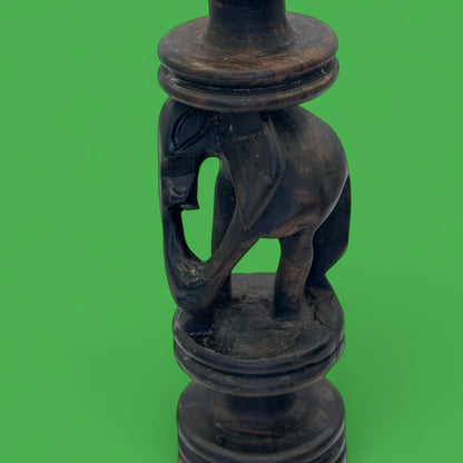 Pair of Hand-Carved African Elephant Candle Holders – Hardwood Tribal Art
