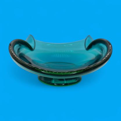 Murano Aqua Blue Art Glass Bowl Large Mid-Century Modern (MCM)