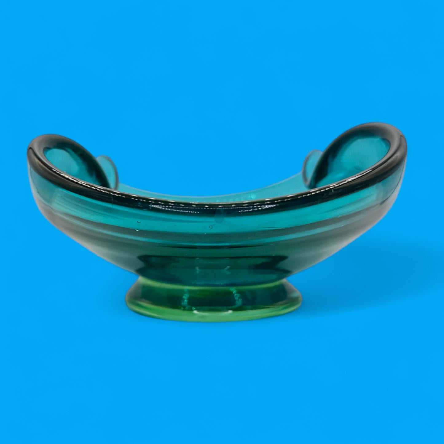 Murano Aqua Blue Art Glass Bowl Large Mid-Century Modern (MCM)