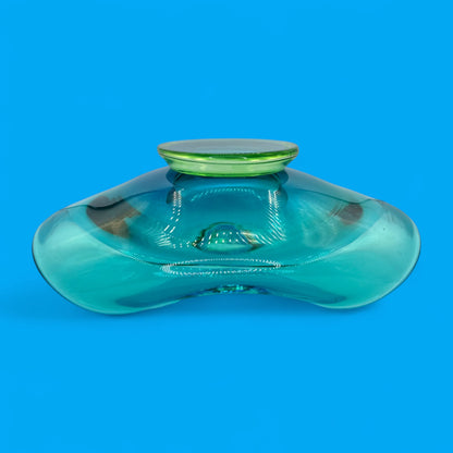 Murano Aqua Blue Art Glass Bowl Large Mid-Century Modern (MCM)