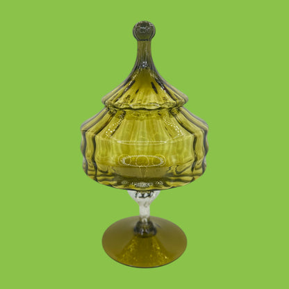 Olive Green Empoli Compote Covered Jar Mid Century Modern Italian Retro Vintage