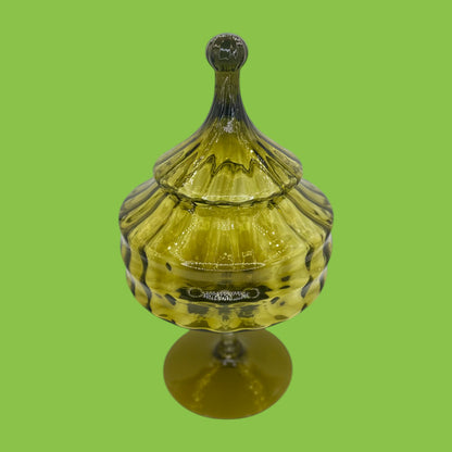 Olive Green Empoli Compote Covered Jar Mid Century Modern Italian Retro Vintage