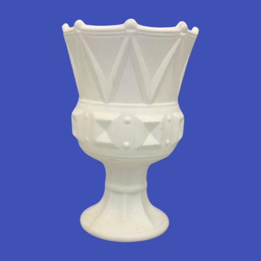 Vintage Handmade Pottery Vase White Slipform Brutalist Design