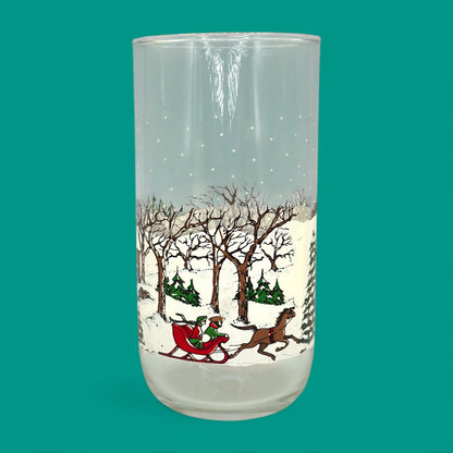 Vintage Libbey Winter Village Christmas Tumblers Set of 4 16oz Glasses