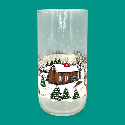 Vintage Libbey Winter Village Christmas Tumblers Set of 4 16oz Glasses