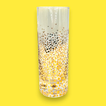 Set of 4 Gold Sparkling Confetti Champagne Flutes – 9 oz Tall Glasses Barware