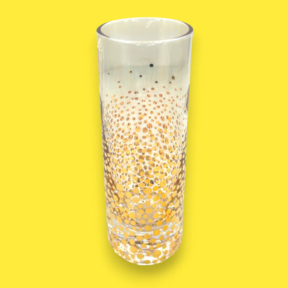 Set of 4 Gold Sparkling Confetti Champagne Flutes – 9 oz Tall Glasses Barware