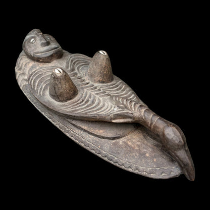 Papua New Guinea Antique Canoe Prow Human Bird Sepik Carving