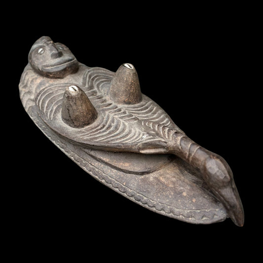 Papua New Guinea Antique Canoe Prow Human Bird Sepik Carving