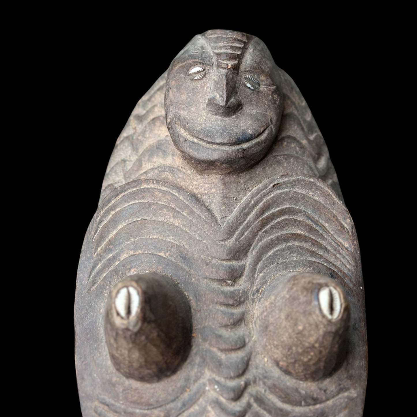 Papua New Guinea Antique Canoe Prow Human Bird Sepik Carving