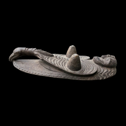 Papua New Guinea Antique Canoe Prow Human Bird Sepik Carving