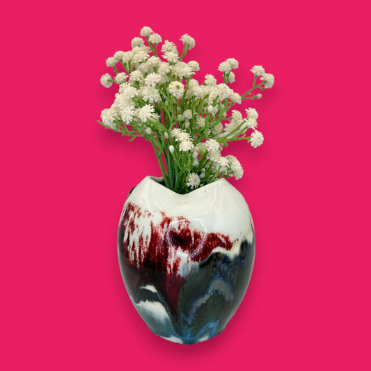 Japanese Drip Glaze Ceramic Vase with Triangular Mouth