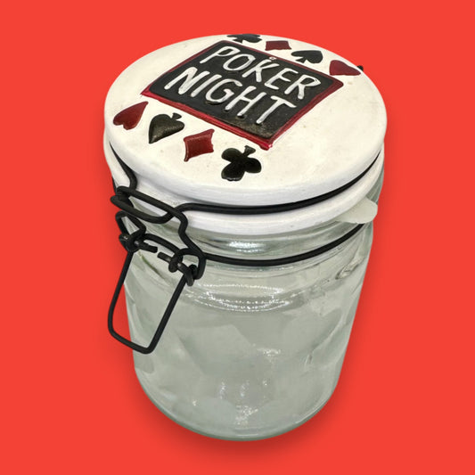 Poker Night Ceramic Money & Poker Chip Holder Jar
